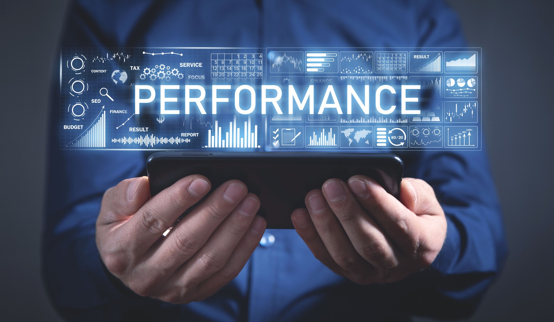 Performance concept. Growth graphs. Data analytics report. Business strategy